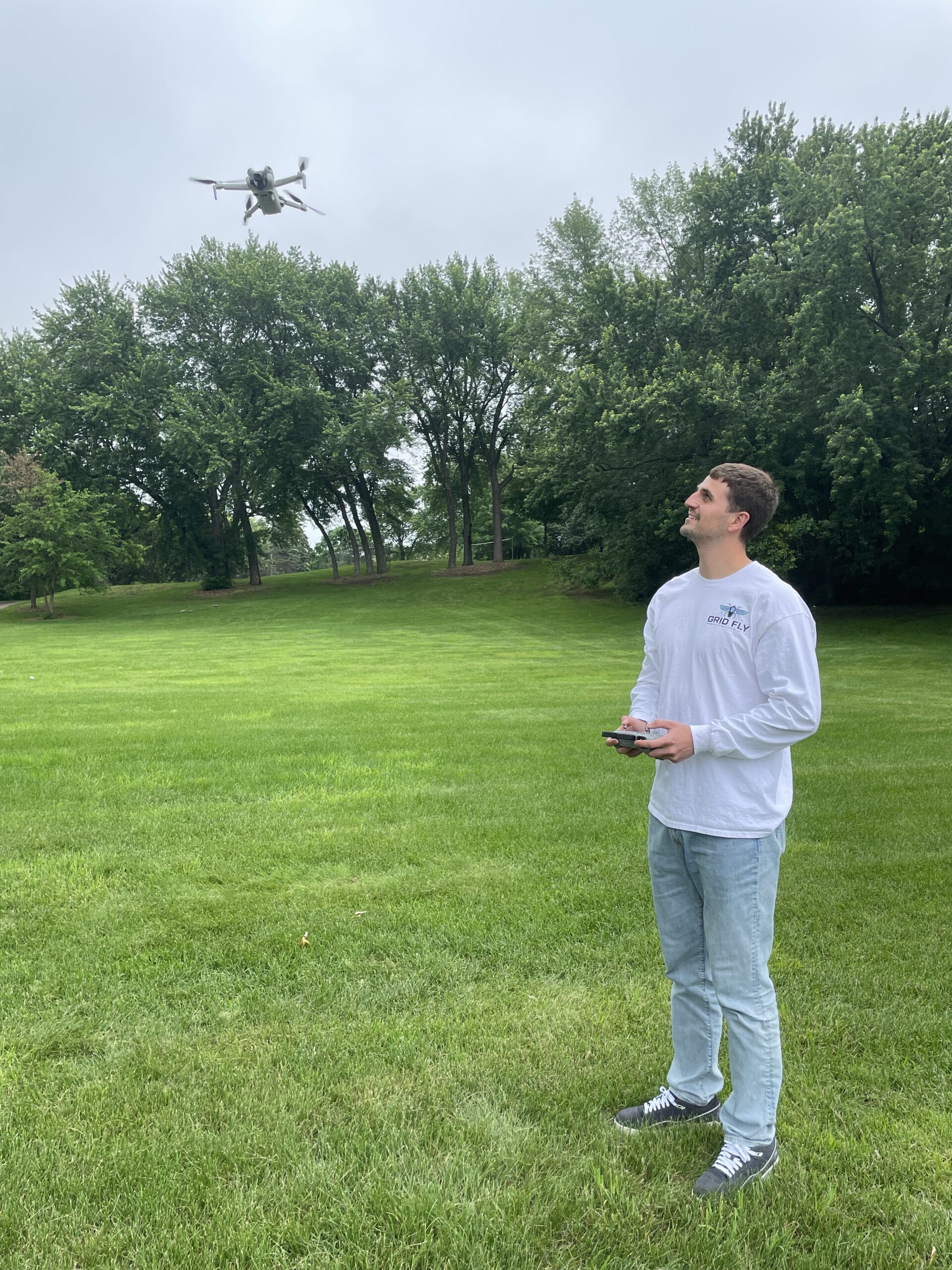 Licensed drone pilot flying UAV in Minneapolis Minnesota for aerial services